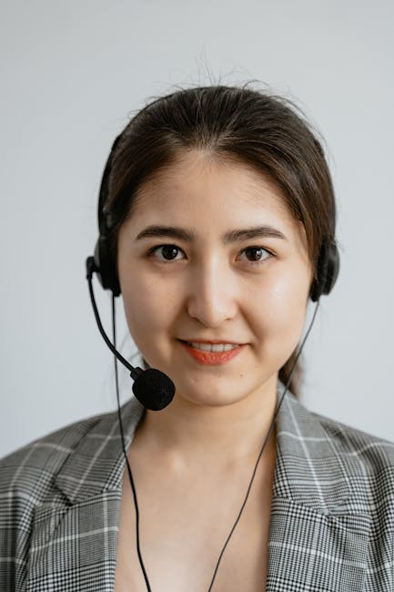 Support agent smiling with headset